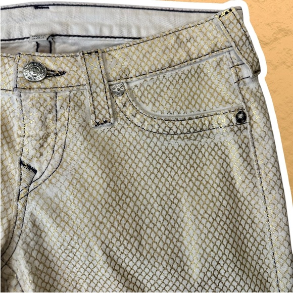 True Religion ‘Skinny Plum’ Skinny Jeans in “Gold Fishnet Scales Print” Size 29 - Picture 6 of 15